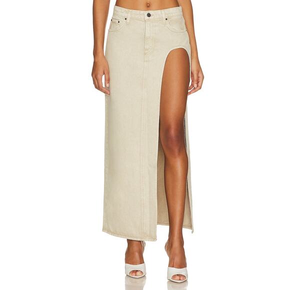 GRLFRND Dresses & Skirts - GRLFRND Blanca Maxi Cotton Skirt With High Slit - 23